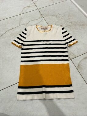Philosophy White Striped Sweater Size Small